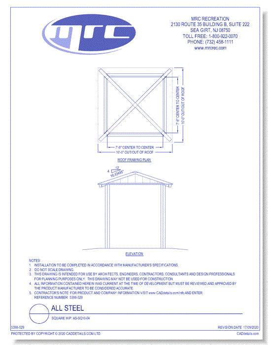 RCP Shelters: All Steel-Square Hip (AS-SQ10-04)