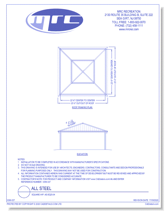 RCP Shelters: All Steel-Square Hip (AS-SQ25-04)