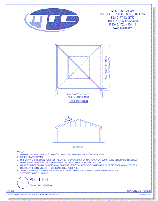 RCP Shelters: All Steel-Square Hip (AS-SQ28-04)
