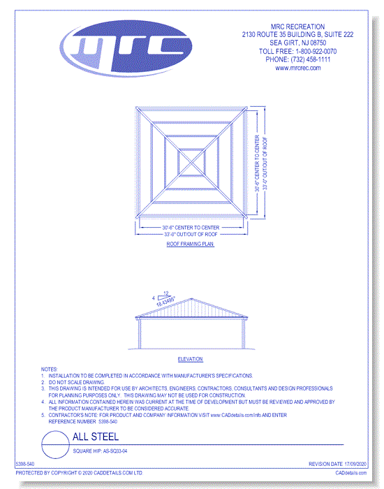 RCP Shelters: All Steel-Square Hip (AS-SQ33-04)