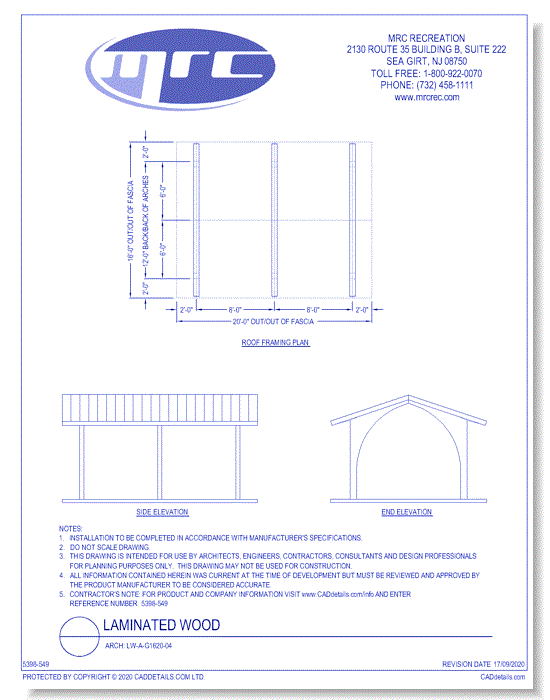 RCP Shelters: Laminated Wood-Arch (LW-A-G1620-04)