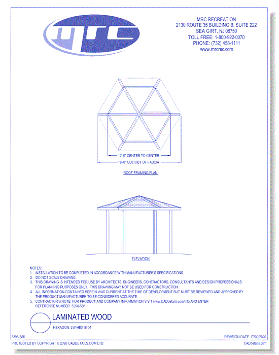 RCP Shelters: Laminated Wood-Hexagon (LW-HEX16-04)
