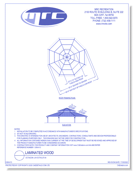 RCP Shelters: Laminated Wood-Octagon (LW-OCT60-2T-04)