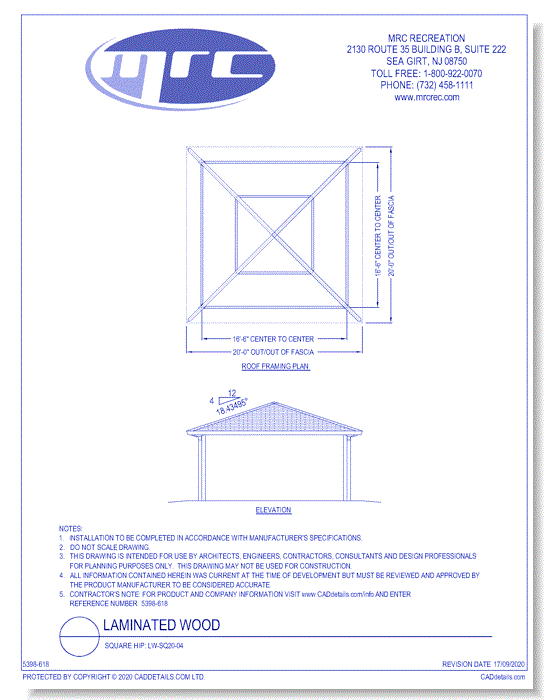 RCP Shelters: Laminated Wood-Square Hip (LW-SQ20-04)