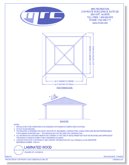 RCP Shelters: Laminated Wood-Square Hip (LW-SQ24-04)