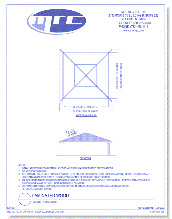 RCP Shelters: Laminated Wood-Square Hip (LW-SQ30-04)