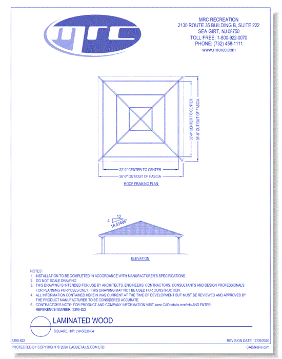 RCP Shelters: Laminated Wood-Square Hip (LW-SQ36-04)