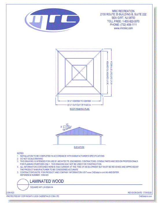 RCP Shelters: Laminated Wood-Square Hip (LW-SQ40-04)