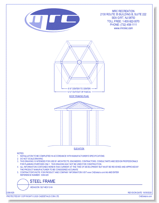 RCP Shelters: Steel Frame-Hexagon (SLF-HEX12-04)