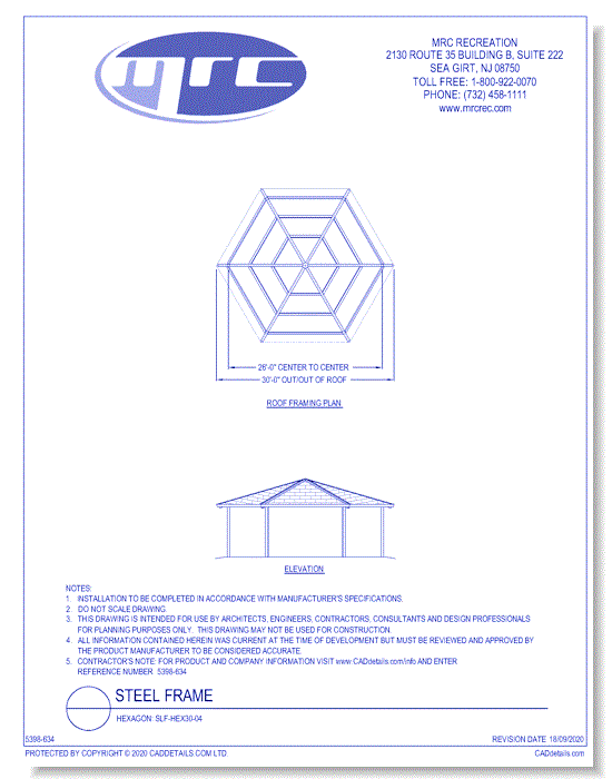 RCP Shelters: Steel Frame-Hexagon (SLF-HEX30-04)