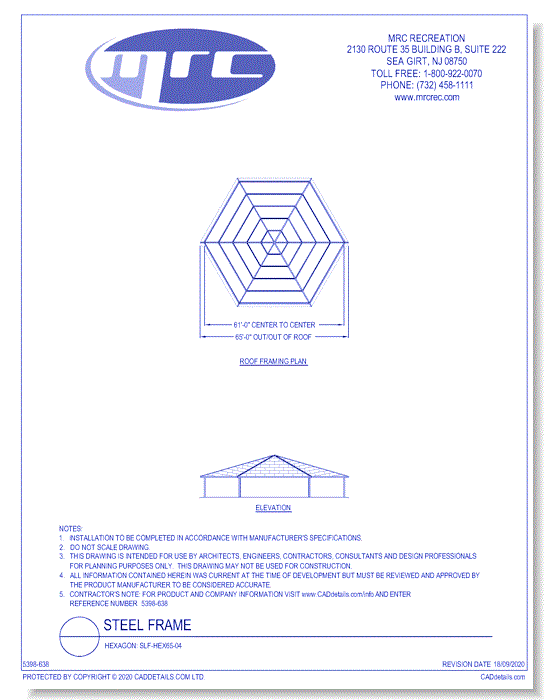RCP Shelters: Steel Frame-Hexagon (SLF-HEX50-04)