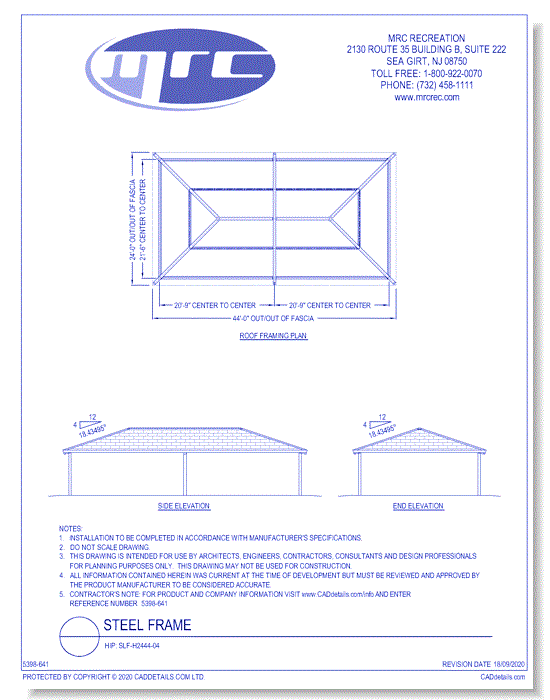 RCP Shelters: Steel Frame-Hip (SLF-H2444-04)