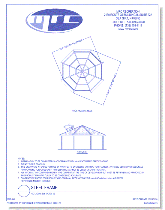 RCP Shelters: Steel Frame-Octagon (SLF-OCT30-05)