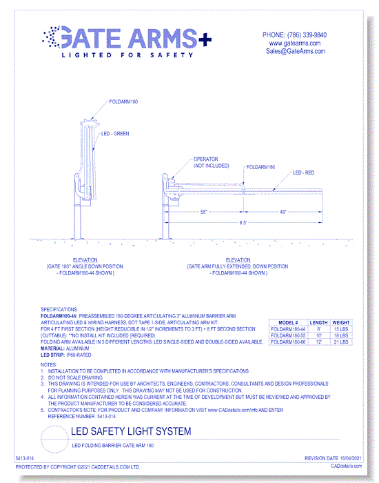 GateArms+ : FOLDARM180-44