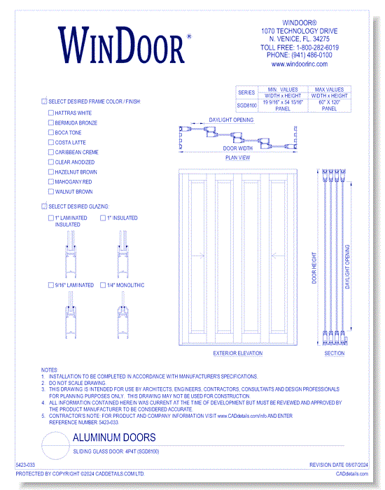 Sliding Glass Door: 4P4T (SGD8100)