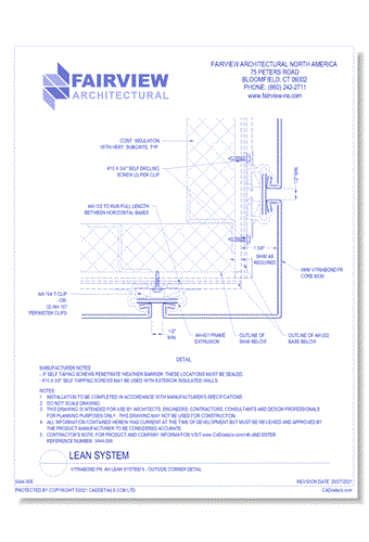  Vitrabond FR (MCM / Aluminum Cladding Material): AH Lean System 9 - Outside Corner Detail