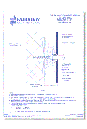  Vitrabond FR (MCM / Aluminum Cladding Material): AH Lean System 11A - Typical Horizontal Detail
