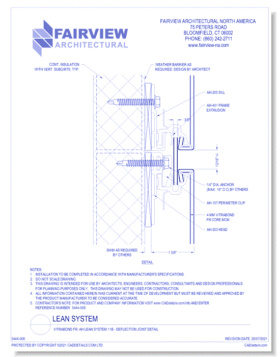  Vitrabond FR (MCM / Aluminum Cladding Material): AH Lean System 11B - Deflection Joint Detail