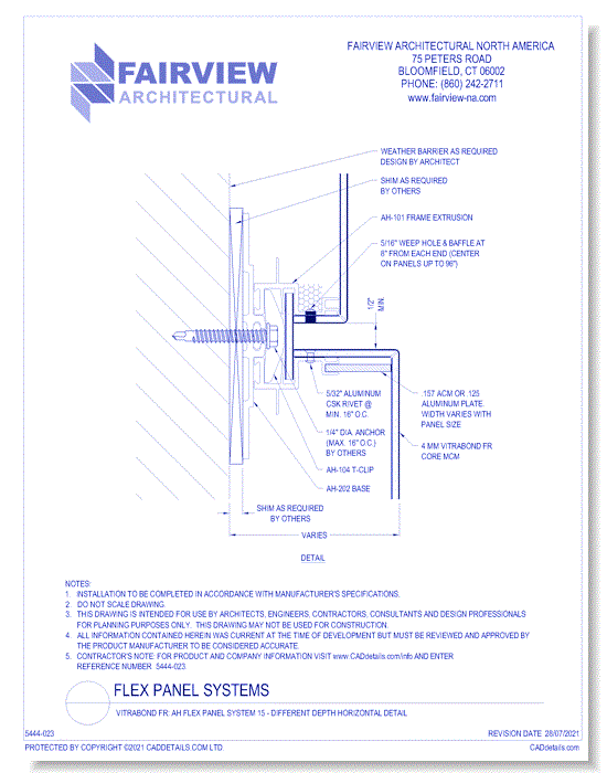  Vitrabond FR (MCM / Aluminum Cladding Material): AH Flex Panel System 15 - Different Depth Horizontal Detail