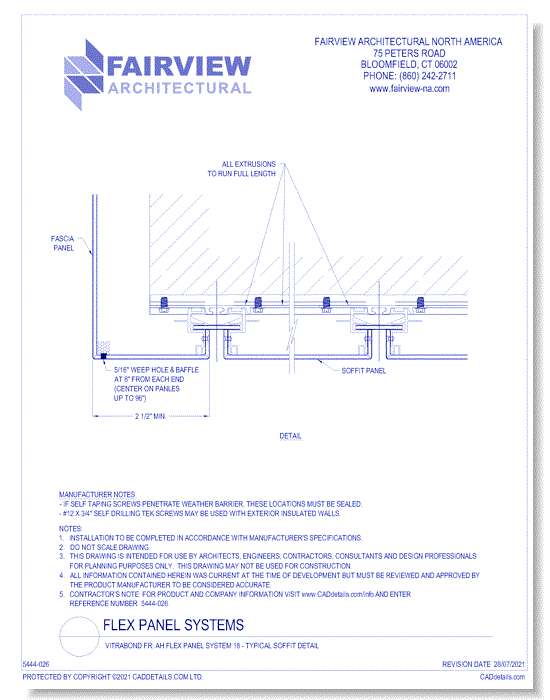  Vitrabond FR (MCM / Aluminum Cladding Material): AH Flex Panel System 18 - Typical Soffit Detail