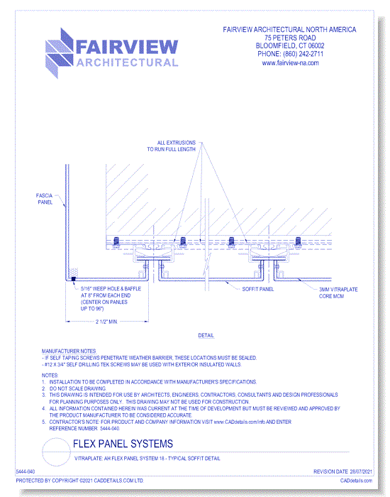 Vitraplate Solid Aluminum Panel: AH Flex Panel System 18 - Typical Soffit Detail