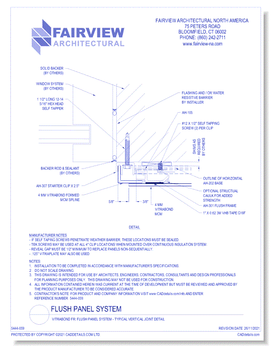  Vitrabond FR (MCM / Aluminum Cladding Material): Flush Panel System Condition A - Jamb Detail