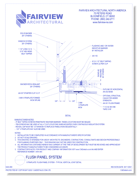 Vitraplate Solid Aluminum Panel: Flush Panel System Condition A - Jamb Detail