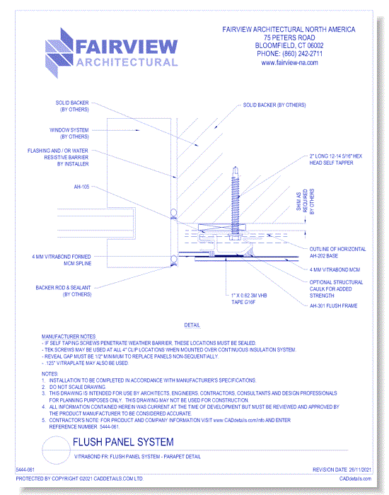  Vitrabond FR (MCM / Aluminum Cladding Material): Flush Panel System Condition B - Jamb Detail