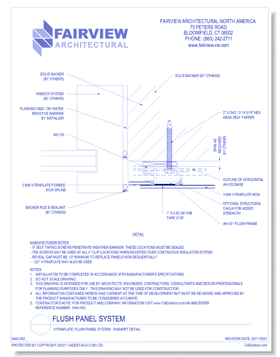 Vitraplate Solid Aluminum Panel: Flush Panel System Condition B - Jamb Detail