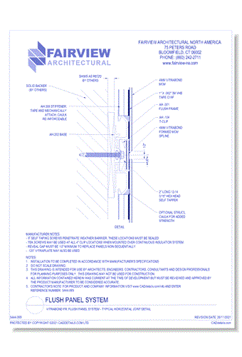 Vitrabond FR: Flush Panel System - Typical Horizontal Joint Detail