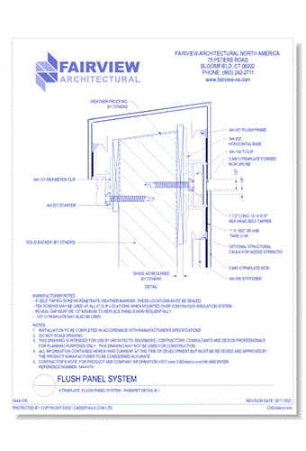 Vitraplate Solid Aluminum Panel: Flush Panel System - Parapet Detail B.1