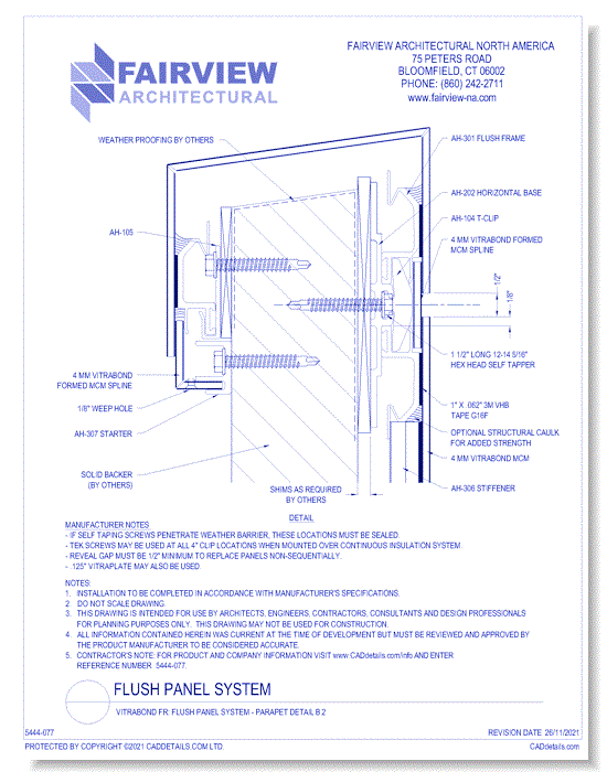  Vitrabond FR (MCM / Aluminum Cladding Material): Flush Panel System - Parapet Detail B.2