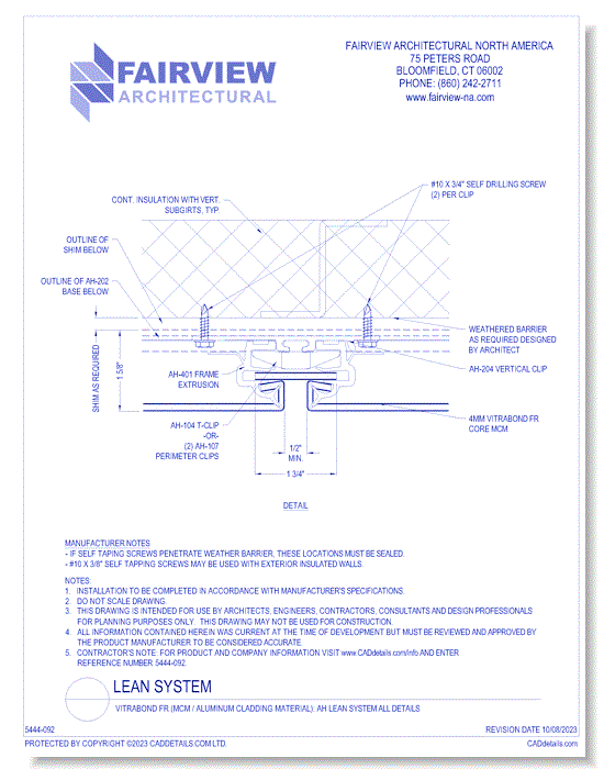 Vitrabond FR (MCM / Aluminum Cladding Material): AH Lean System All Details