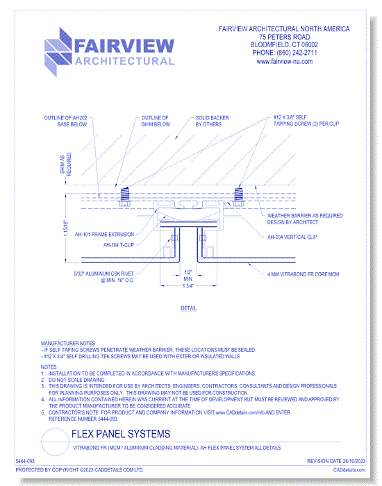 Vitrabond FR (MCM / Aluminum Cladding Material): AH Flex Panel System All Details