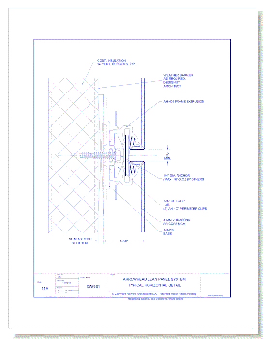  Vitrabond FR (MCM / Aluminum Cladding Material): AH Lean System 11A - Typical Horizontal Detail