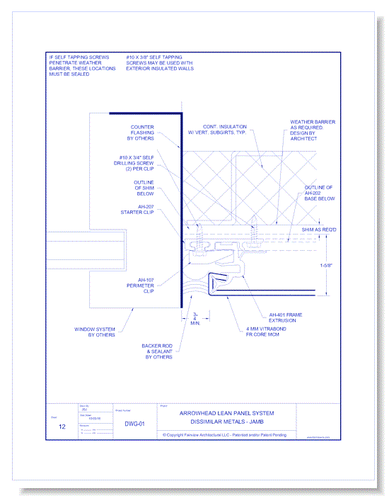  Vitrabond FR (MCM / Aluminum Cladding Material): AH Lean System 12 - Dissimilar Metals - Jamb