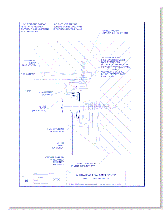  Vitrabond FR (MCM / Aluminum Cladding Material): AH Lean System 15 - Soffit to Wall Detail