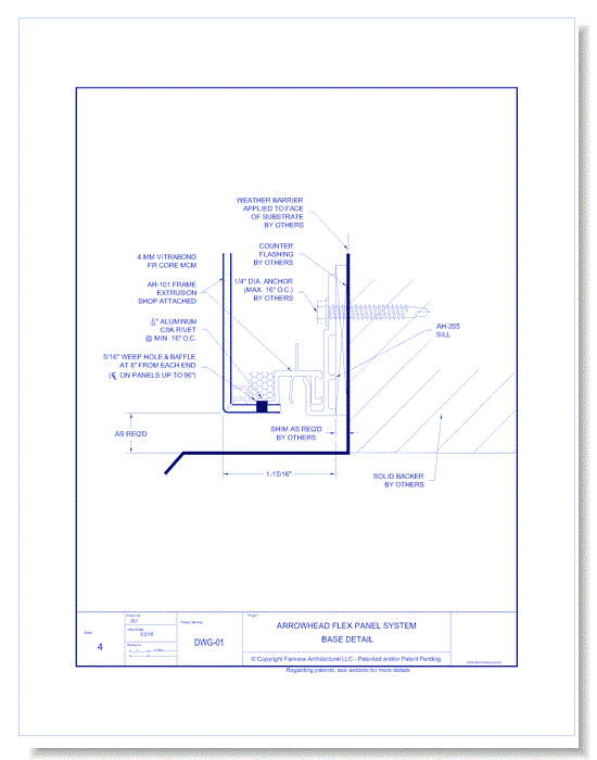  Vitrabond FR (MCM / Aluminum Cladding Material): AH Flex Panel System 4 - Base Detail