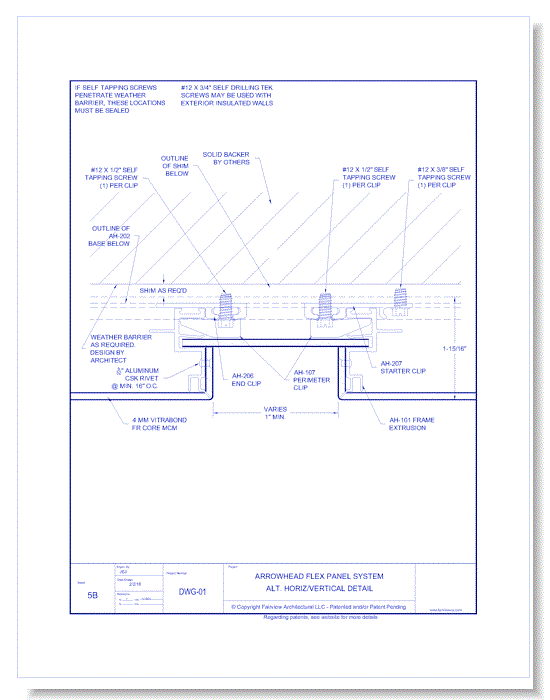  Vitrabond FR (MCM / Aluminum Cladding Material): AH Flex Panel System 5B - Alternative Vertical Detail