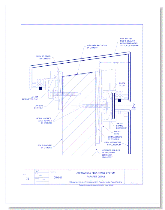  Vitrabond FR (MCM / Aluminum Cladding Material): AH Flex Panel System 7B - Parapet Detail