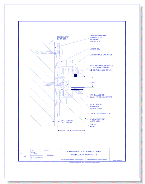 Vitraplate Solid Aluminum Panel: AH Flex Panel System 11B - Deflection Joint