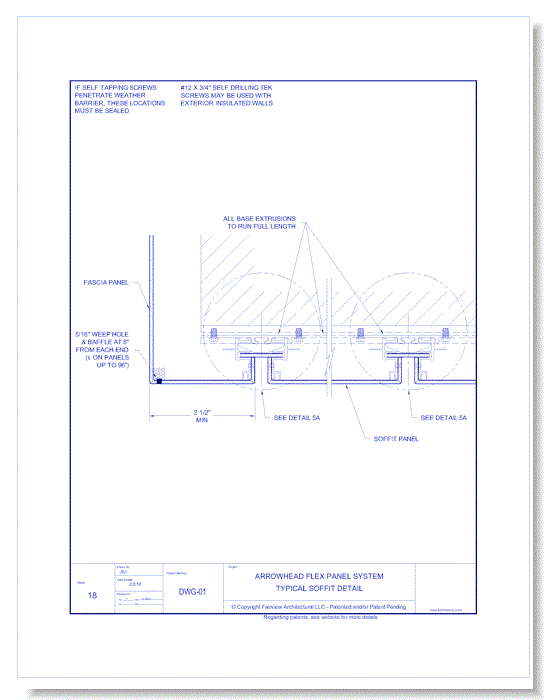 Vitraplate Solid Aluminum Panel: AH Flex Panel System 18 - Typical Soffit Detail