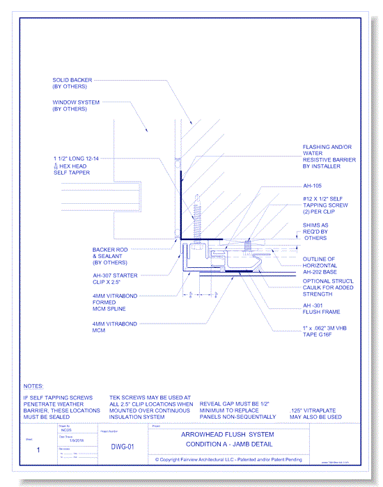 Vitraplate Solid Aluminum Panel: Flush Panel System Condition A - Jamb Detail