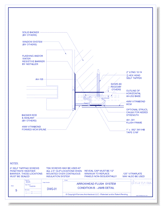  Vitrabond FR (MCM / Aluminum Cladding Material): Flush Panel System Condition B - Jamb Detail