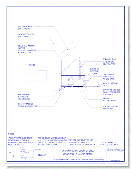 Vitraplate Solid Aluminum Panel: Flush Panel System Condition B - Jamb Detail