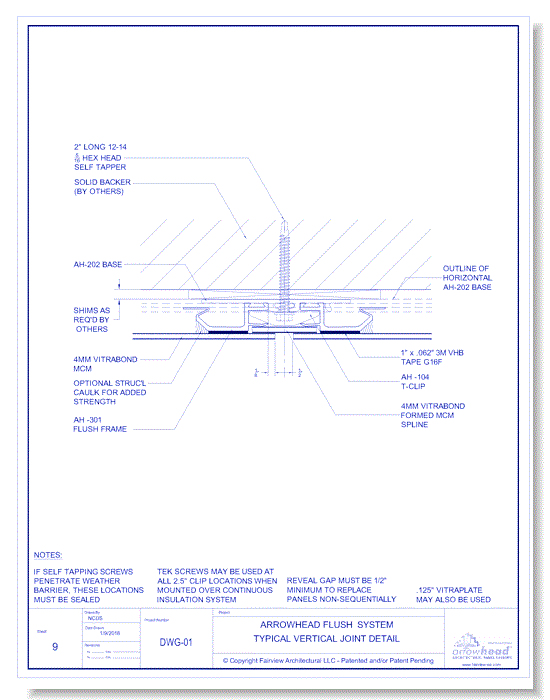  Vitrabond FR (MCM / Aluminum Cladding Material): Flush Panel System - Typical Vertical Joint Detail