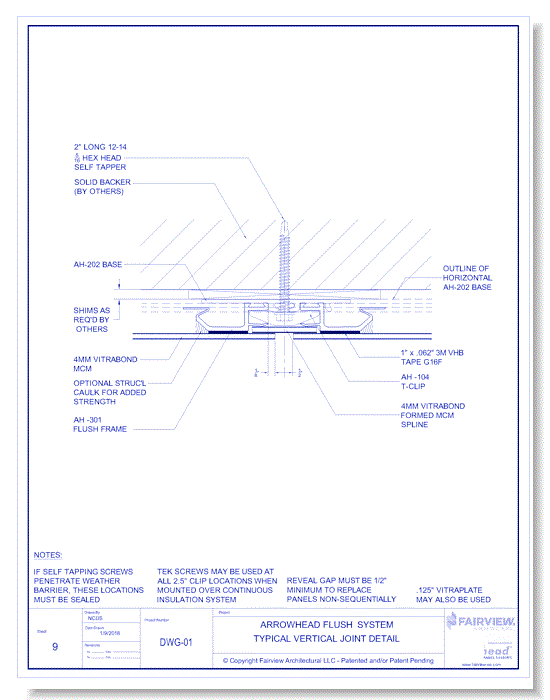 Vitraplate Solid Aluminum Panel: Flush Panel System - Typical Vertical Joint Detail