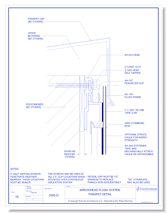  Vitrabond FR (MCM / Aluminum Cladding Material): Flush Panel System - Parapet Detail