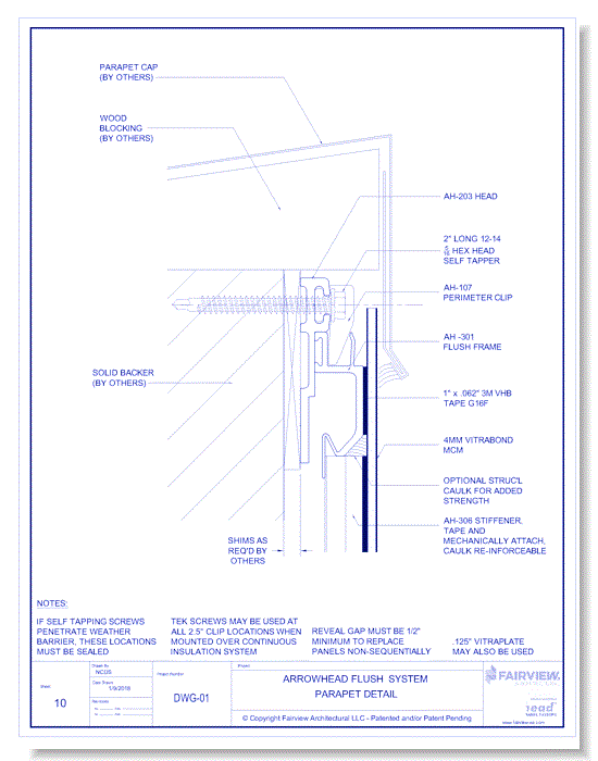 Vitraplate Solid Aluminum Panel: Flush Panel System - Parapet Detail