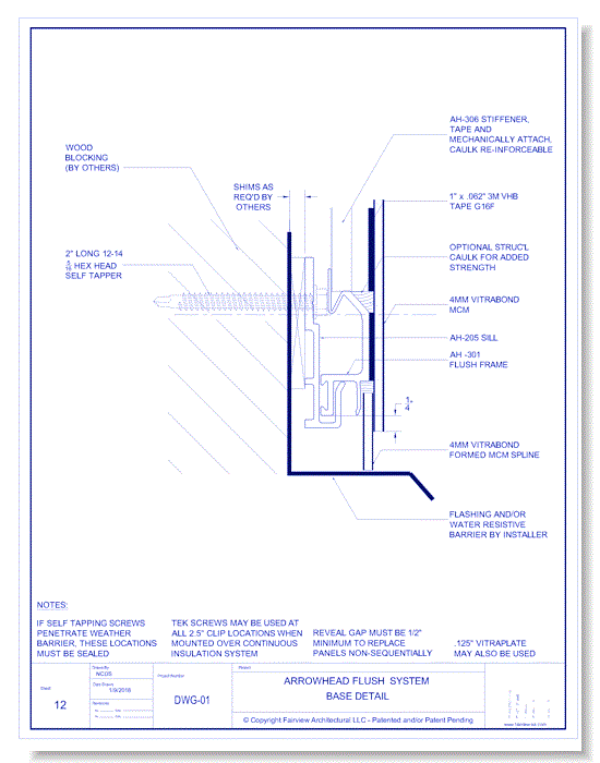  Vitrabond FR (MCM / Aluminum Cladding Material): Flush Panel System - Base Detail